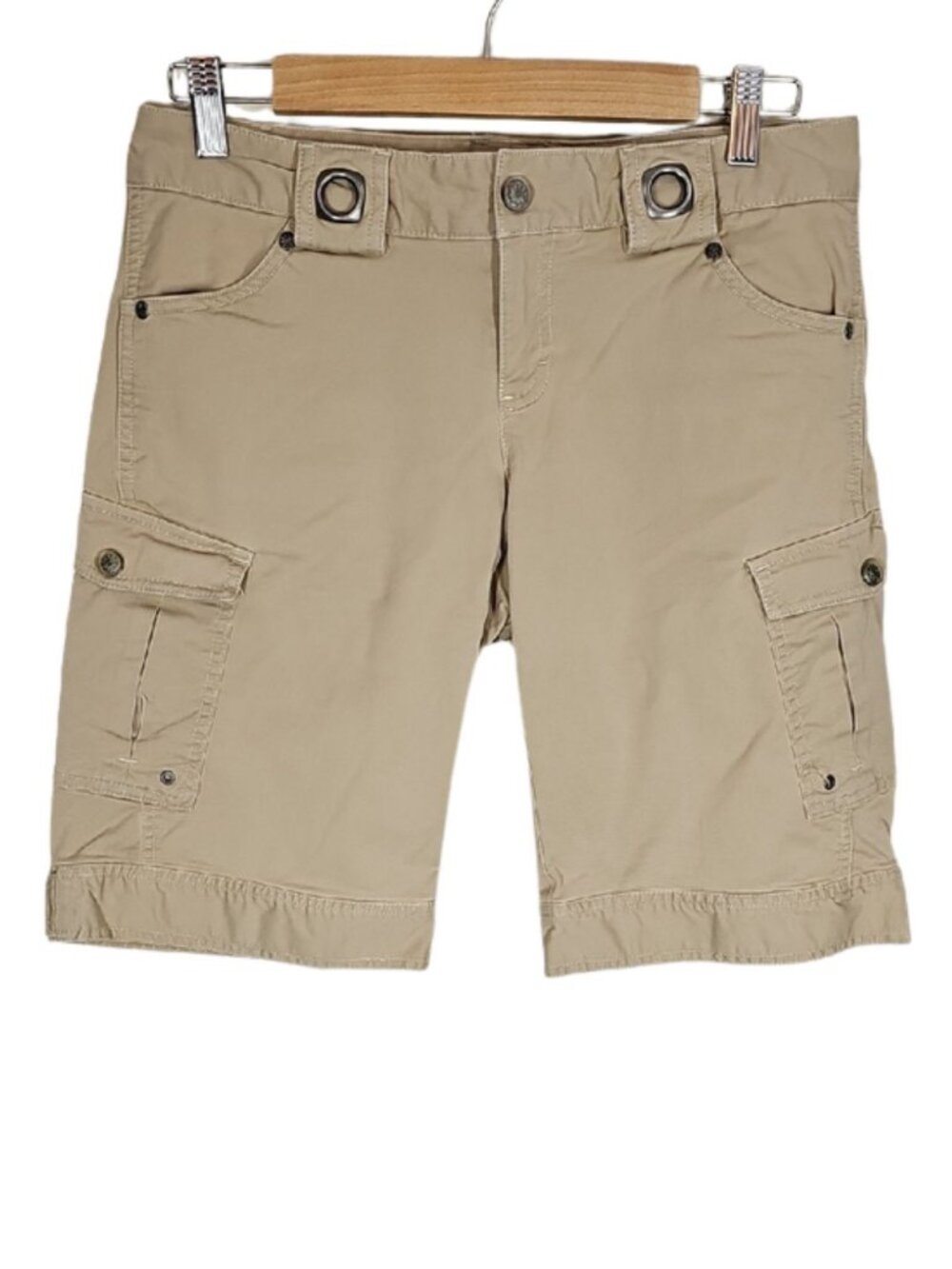Athleta Kick-It Cargo Bermuda Shorts Sz 4 Khaki Hiking Outdoor Travel
